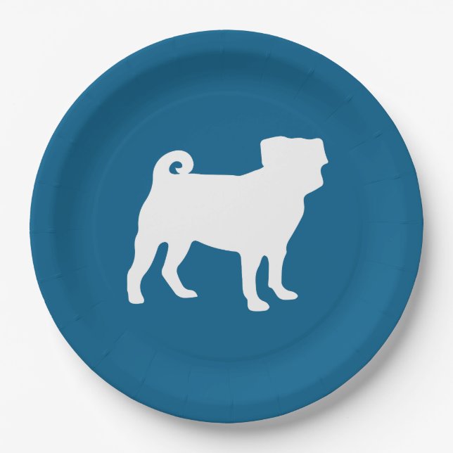 Plato De Papel Pug Silhouette Baby Shower (Anverso)