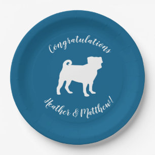 Plato De Papel Pug Silhouette Puppy Baby Shower