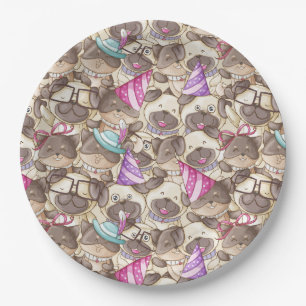 Plato De Papel Pugs cutáneos