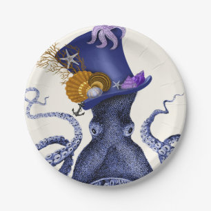 Plato De Papel Pulpo con Gorra Náutico