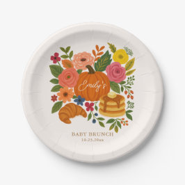 Plato De Papel Pumpkin Baby Shower Paper Plate, Fall Floral