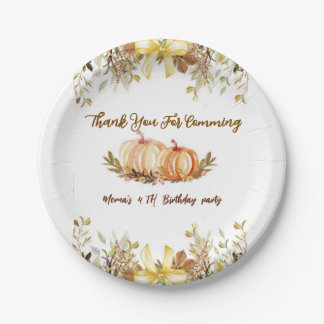 Plato De Papel pumpkin  Birthday Invitation Editable Digital Down