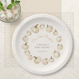 Plato De Papel Pumpkin Elegant Fall Otoño Baby Shower