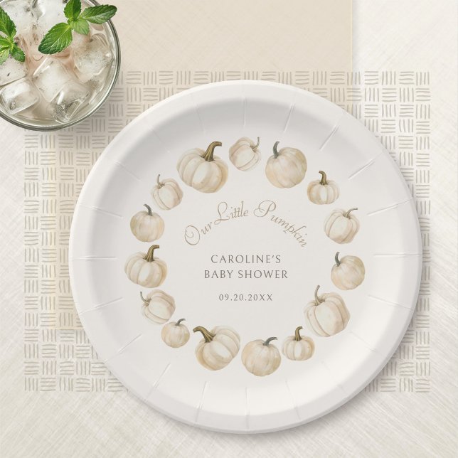 Plato De Papel Pumpkin Elegant Fall Otoño Baby Shower (Subido por el creador)