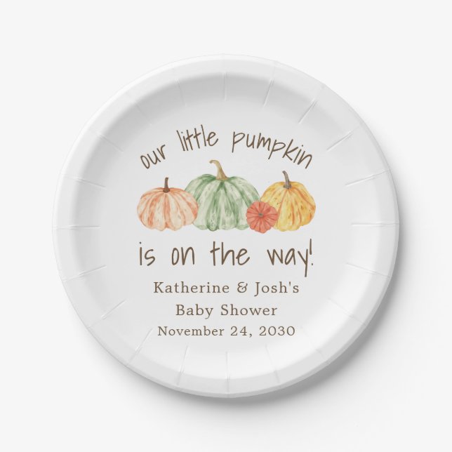 Plato De Papel Pumpkin Gourd Autumn Baby Shower (Anverso)
