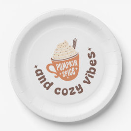 Plato De Papel Pumpkin Spice & Cozy Vibes – Latte de PSL Lindo O
