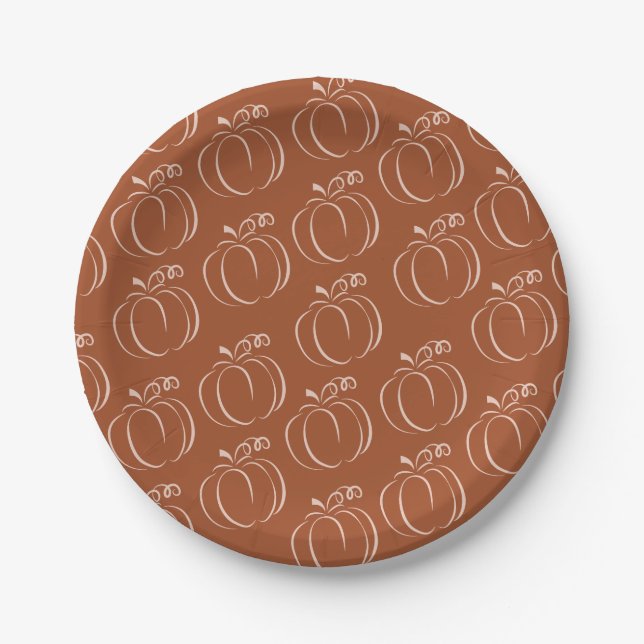 Plato De Papel Pumpkin Terracotta Bohemian Earthy Baby Shower (Anverso)