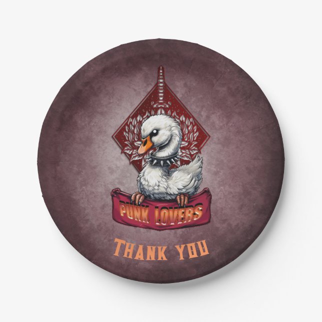 Plato De Papel Punk Swan: El rebelde de plumas. (Anverso)