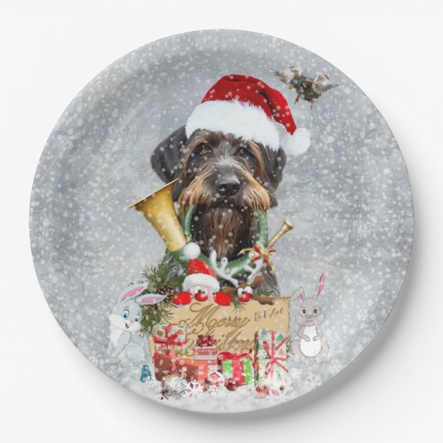 Plato De Papel Puntero con cable, Navidades de perros (Anverso)