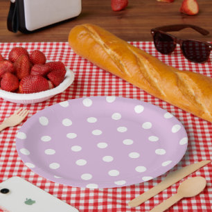 Plato De Papel Punto de polka morado