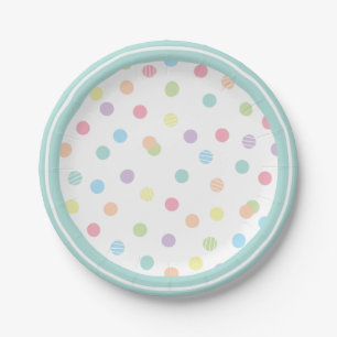 Plato De Papel Punto de polka pastel juguetón