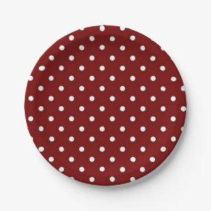 Plato De Papel Punto de Polka Rojo