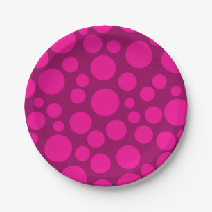 Plato De Papel Punto de polka rosa