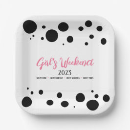 Plato De Papel Punto rosa del fin de semana del Chica personaliza