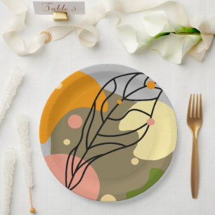 Plato De Papel Puntos abstractos interesantes con hojas