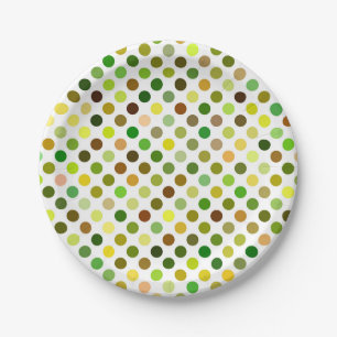 Plato De Papel Puntos amarillo y verde