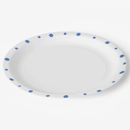 Plato De Papel Puntos azules Azure Blanco 