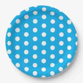 Plato De Papel Puntos azules claros y blancos