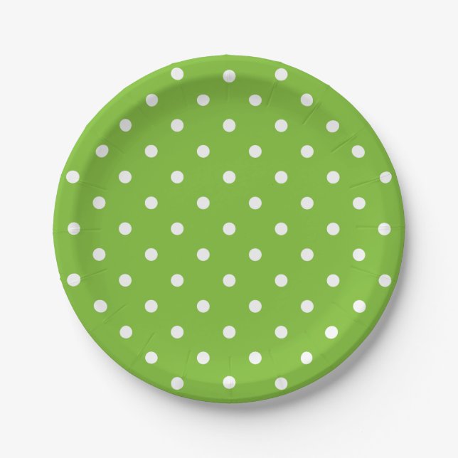 Plato De Papel Puntos Blancos Retro Sobre Verde  (Anverso)