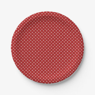 Plato De Papel Puntos blancos sobre el tejido rojo