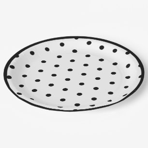 Plato De Papel Puntos clásicos de la polca negra blanca
