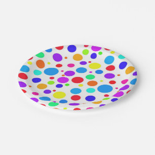 Plato De Papel Puntos coloreados multi brillantes
