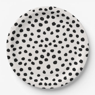 Plato De Papel Puntos De Impresión De Animales Dalmatianos Blanc