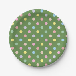 Plato De Papel Puntos de Pastel Suave Verde