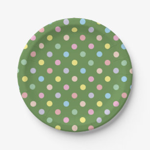 Plato De Papel Puntos de Pastel Suave Verde