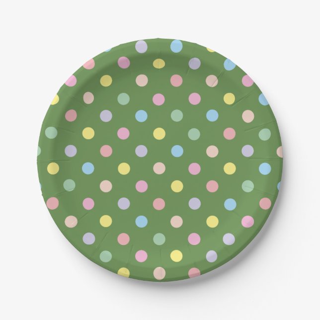 Plato De Papel Puntos de Pastel Suave Verde (Anverso)