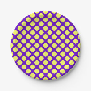 Plato De Papel Puntos de Polka Amarillo con fondo morado STaylor