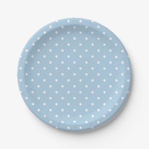 Plato De Papel Puntos de Polka Azul del Equipo