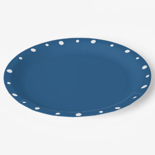 Plato De Papel Puntos de Polka Blanco Azul de Azure