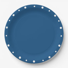 Plato De Papel Puntos de Polka Blanco Azul de Azure