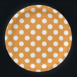 Plato De Papel Puntos de polka blanco sobre ámbar<br><div class="desc">Puntos de polka blanco sobre ámbar</div>