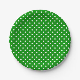 Plato De Papel Puntos de Polka Blanco sobre el Verde