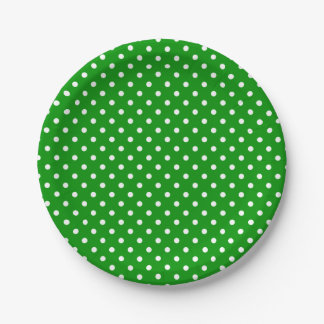 Plato De Papel Puntos de Polka Blanco sobre el Verde