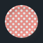 Plato De Papel Puntos de polka blanco sobre melocotón<br><div class="desc">Puntos de polka blanco sobre melocotón</div>