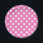 Plato De Papel Puntos de polka blanco sobre rosa<br><div class="desc">Puntos de polka blanco sobre rosa</div>