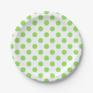 Plato De Papel Puntos de polka blanco y limón