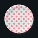 Plato De Papel Puntos de polka coral y blanco<br><div class="desc">Puntos de polka coral y blanco</div>