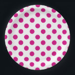Plato De Papel Puntos de polka de Fuchsia<br><div class="desc">Fuchsia y puntos de polka blanco</div>