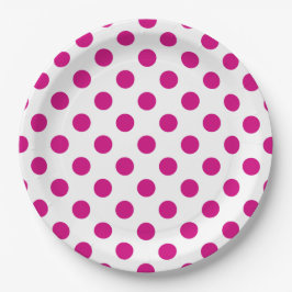 Plato De Papel Puntos de polka de Fuchsia