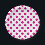 Plato De Papel Puntos de polka de Fuchsia<br><div class="desc">Fuchsia y puntos de polka blanco</div>