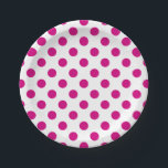 Plato De Papel Puntos de polka de Fuchsia<br><div class="desc">Fuchsia y puntos de polka blanco</div>