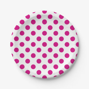 Plato De Papel Puntos de polka de Fuchsia