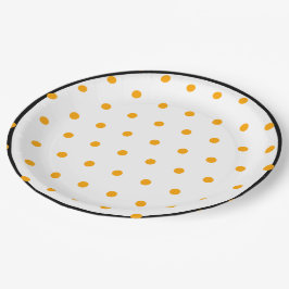 Plato De Papel Puntos de Polka del Naranja blanco negro