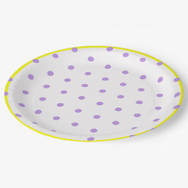 Plato De Papel Puntos de Polka Geométrica Púrpura Amarillo