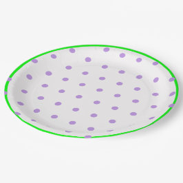 Plato De Papel Puntos de Polka Geométrica Púrpura Verde