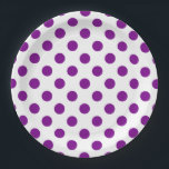 Plato De Papel Puntos de polka morado y blanco<br><div class="desc">Puntos de polka morado y blanco</div>